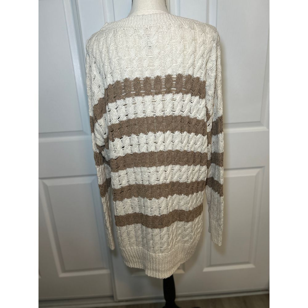 Pilcro NWOT Longline Stitch Sweater Neutral Striped Size L Oversized Knit Chunky - Picture 4 of 7